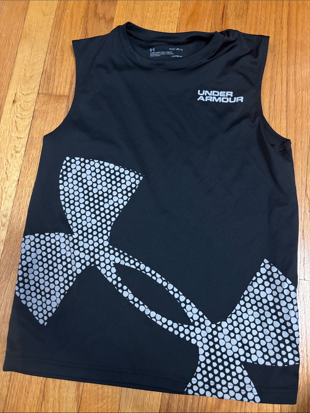 Under Armour Black Tank Top with Gray Logo Pattern